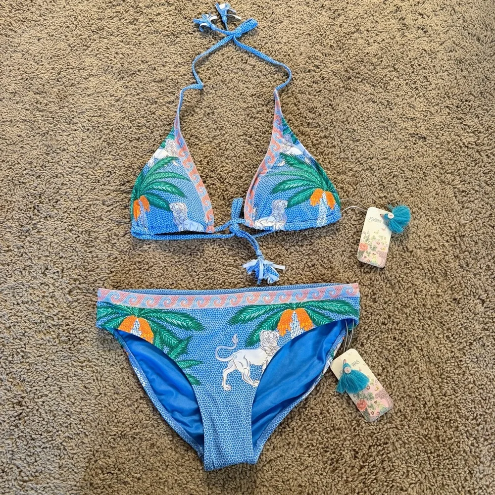 Johnny Was x Paolita String Bikini Hipster Bottoms Circe’s Garden Size Small NWT